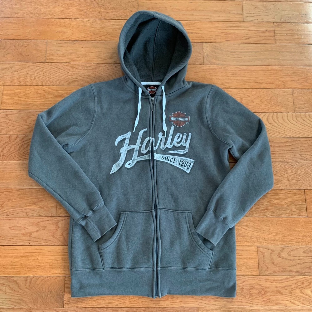 Harley Davidson Sweatshirt Hoodie Womens M Gray Full Zip Biker Motorcycle